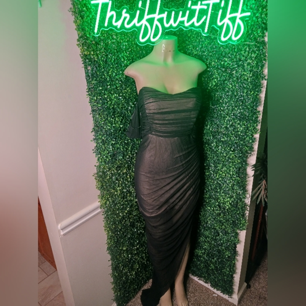 Asymmetric One-Shoulder Black Ruched Evening Dress